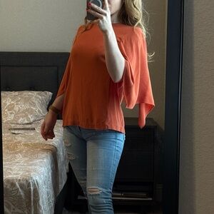 Eileen Fisher Silk Blouse Top Size S/P Orange
Short Layered Sleeve